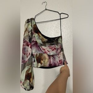 EXPRESS Floral One-Shoulder Top